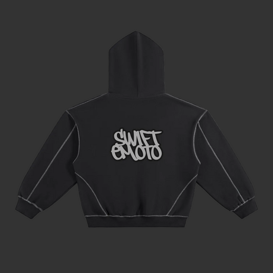 Swift Emoto Contrast-Stitched Boxy Fleece Hoodie