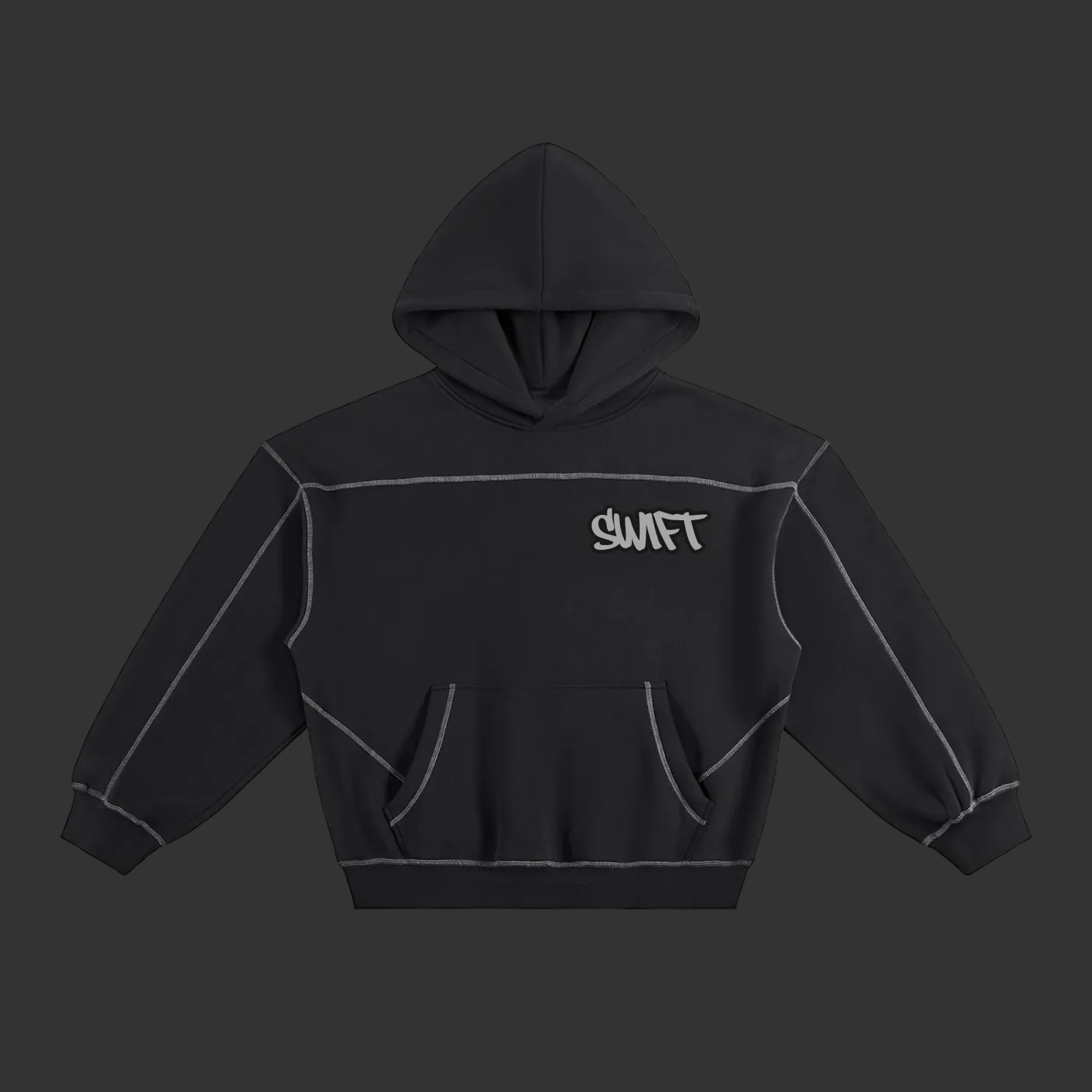 Swift Emoto Contrast-Stitched Boxy Fleece Hoodie