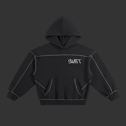 Swift Emoto Contrast-Stitched Boxy Fleece Hoodie