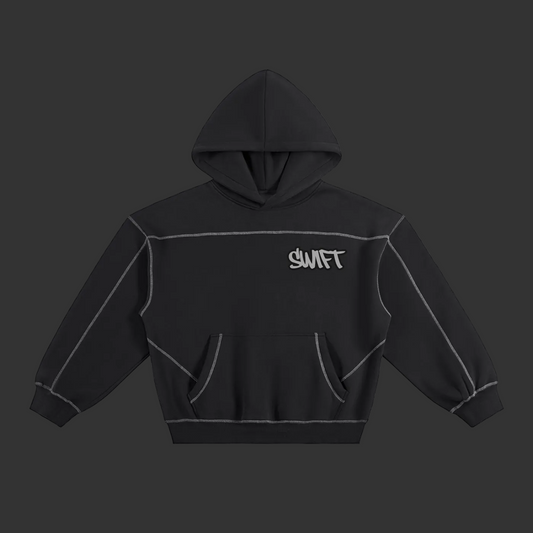 Swift Emoto Contrast-Stitched Boxy Fleece Hoodie