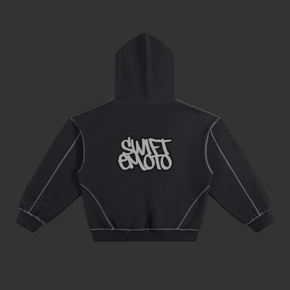 Swift Emoto Contrast-Stitched Boxy Fleece Hoodie