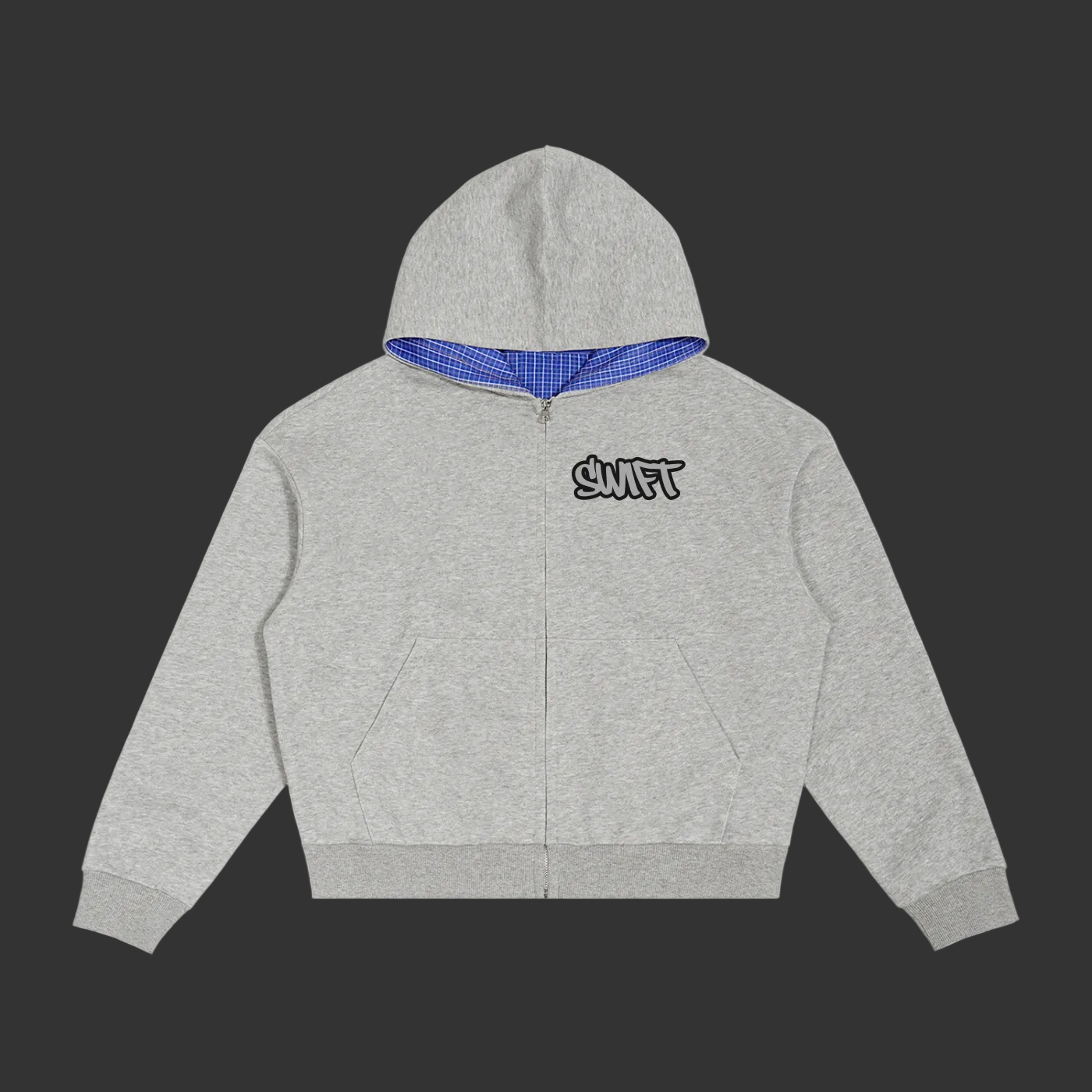 Swift Emoto Contrast Plaid Boxy Zip Hoodie