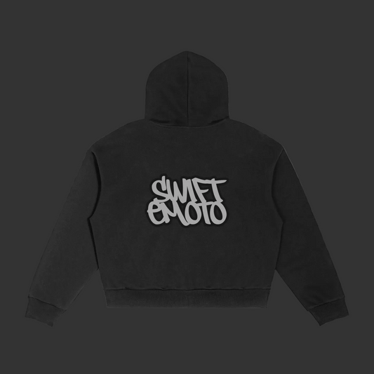 Swift Emoto Contrast Plaid Boxy Zip Hoodie