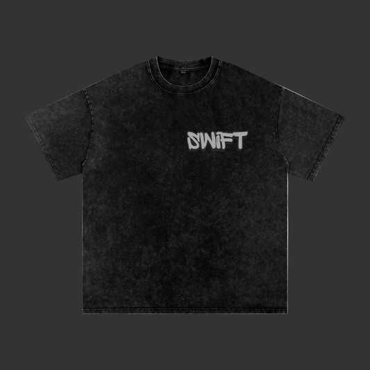 Swift Emoto “Volts > Gas” Snow Washed Oversized Cotton T-Shirt